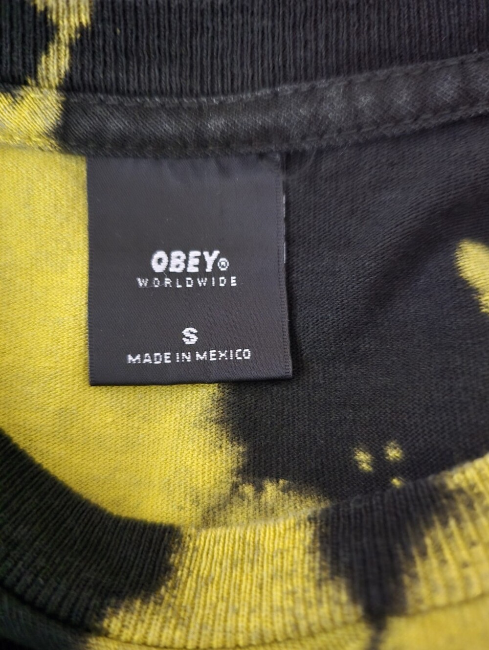 OBEY TIE DYE TSHIRT, BLACK YELLOW S - Picture 5 of 8